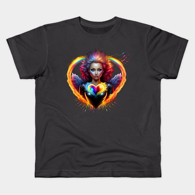 Radiant Doll Rainbow Heart II Kids T-Shirt by trubble